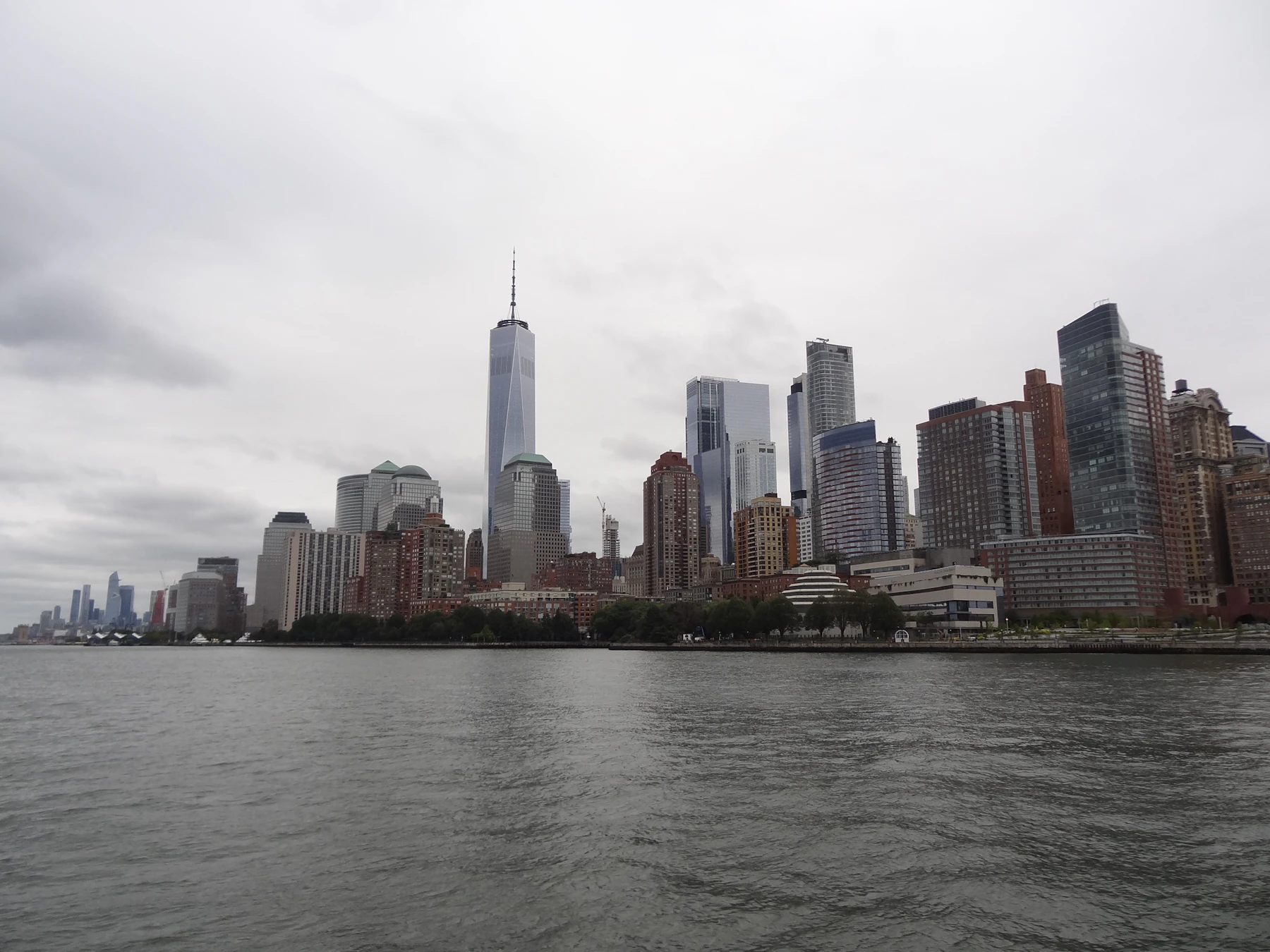 The Manhattan skyline across the water.